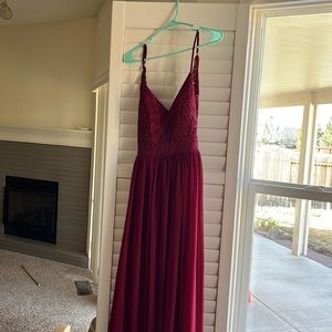 Prom dress! Got at David’s bridal, size 4, brand is City Triangles.